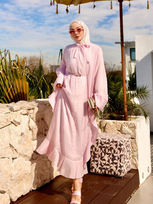 Volanlı İpek Dokulu Elbise